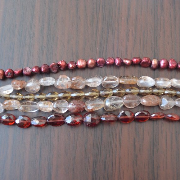 Multi Strand Bracelet with Garnets and Quartz - Handmade - Picture 9 of 10